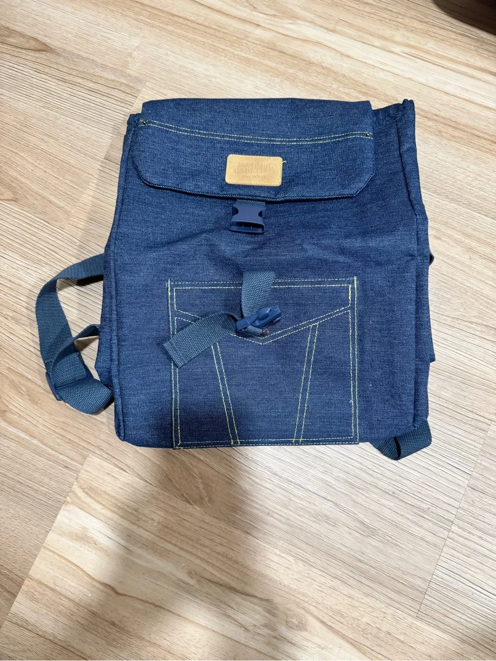 Jean Paul Gaultier Navy Canvas Roll-Top Backpack with Contrast Stitching